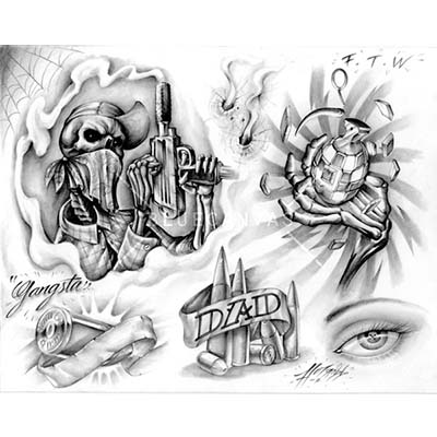 Prison Special gangsta designs designs Fake Temporary Water Transfer Tattoo Stickers NO.10573